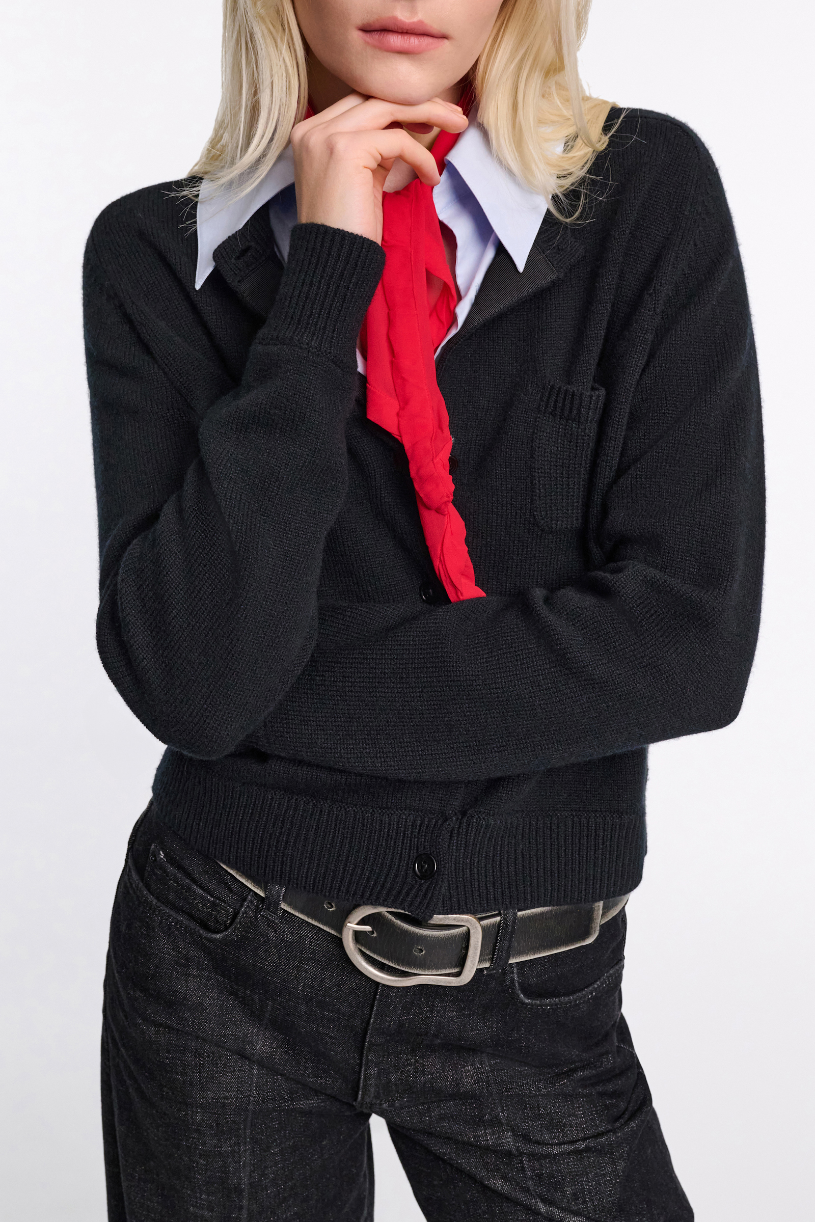 Dorothee Schumacher Cardigan with contrast collar pure black