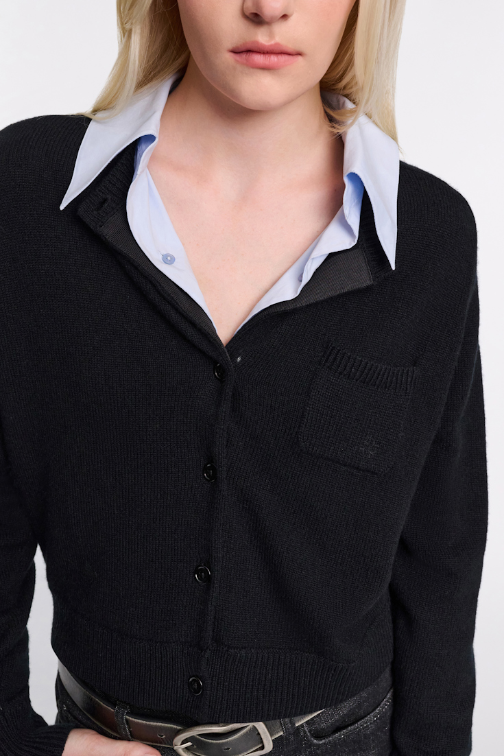 Dorothee Schumacher Cardigan with contrast collar pure black