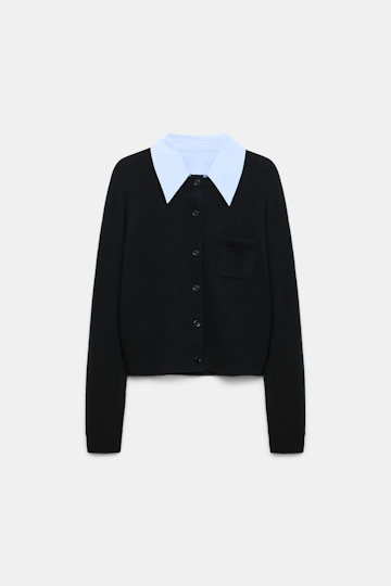 Dorothee Schumacher Cardigan with contrast collar pure black