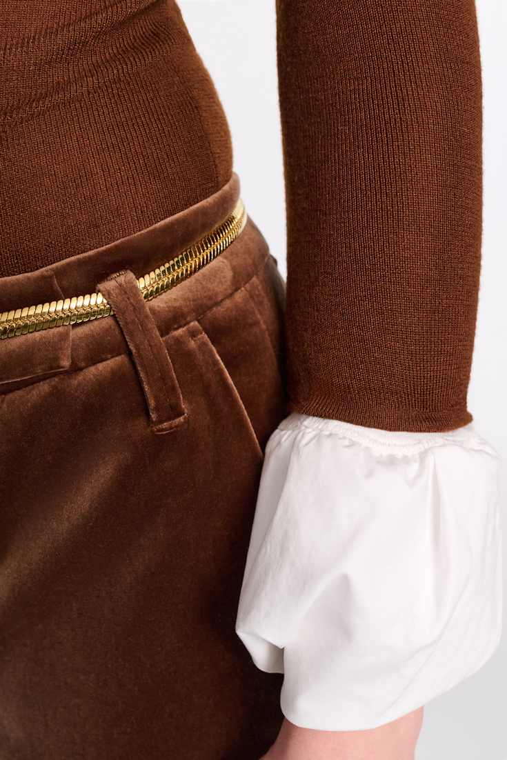 Dorothee Schumacher Pullover mit kontrastierenden Ärmelbündchen caramello