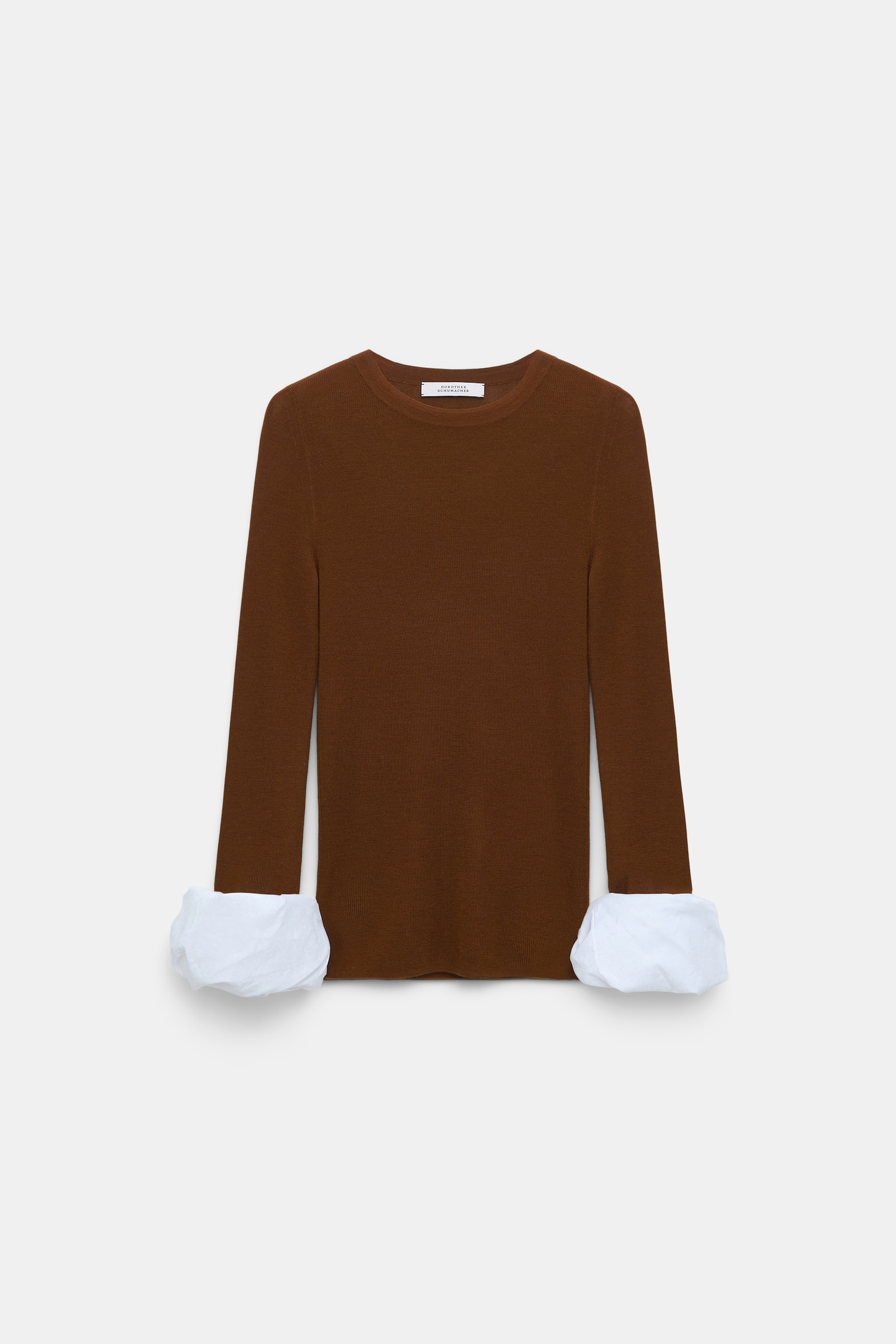 Dorothee Schumacher Pullover mit kontrastierenden Ärmelbündchen caramello