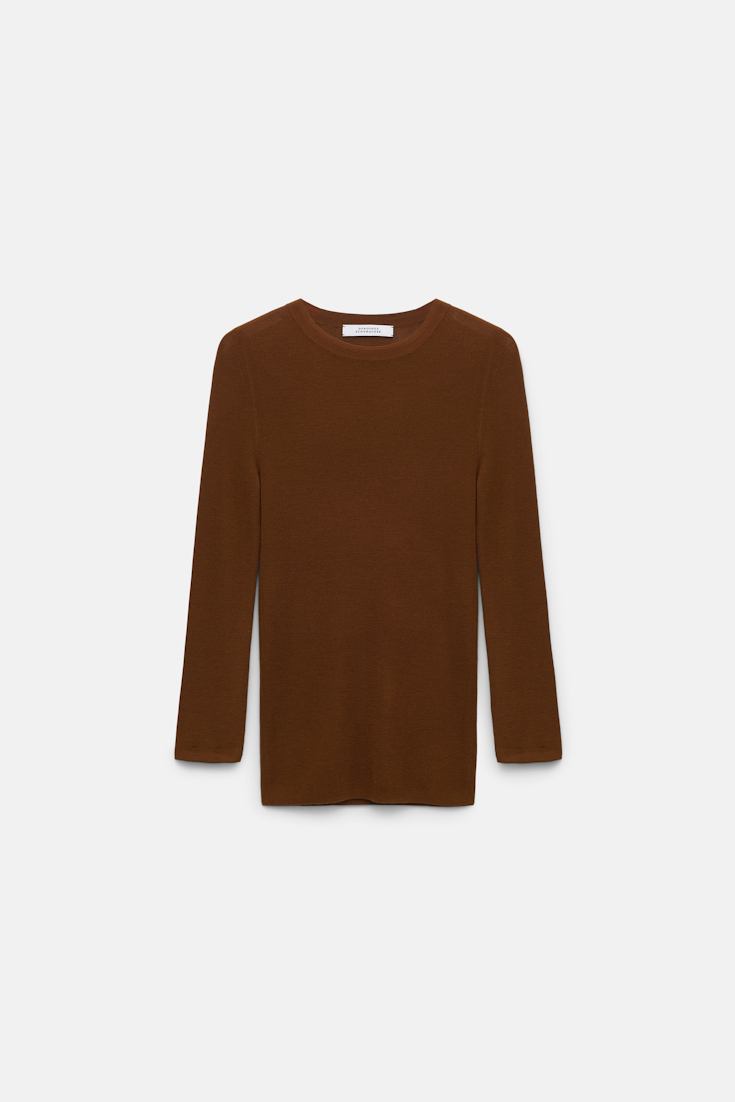 Dorothee Schumacher Pullover mit kontrastierenden Ärmelbündchen caramello