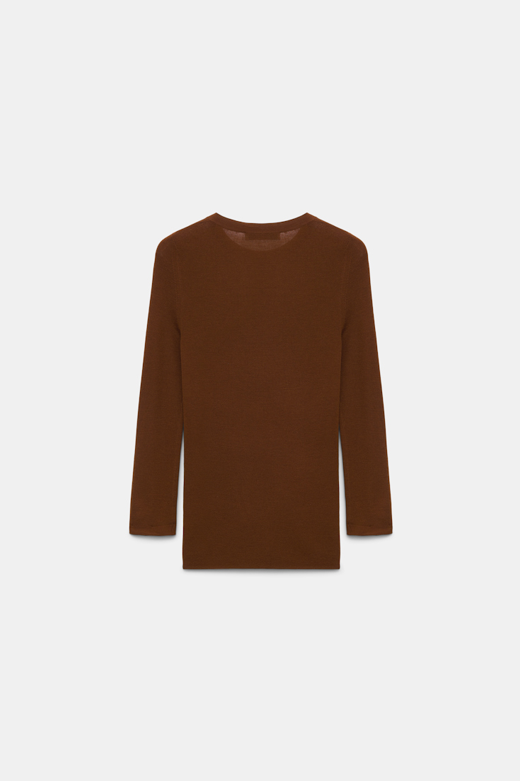 Dorothee Schumacher Pullover mit kontrastierenden Ärmelbündchen caramello