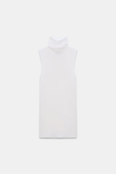 Dorothee Schumacher Sleeveless long Merino turtleneck pure white