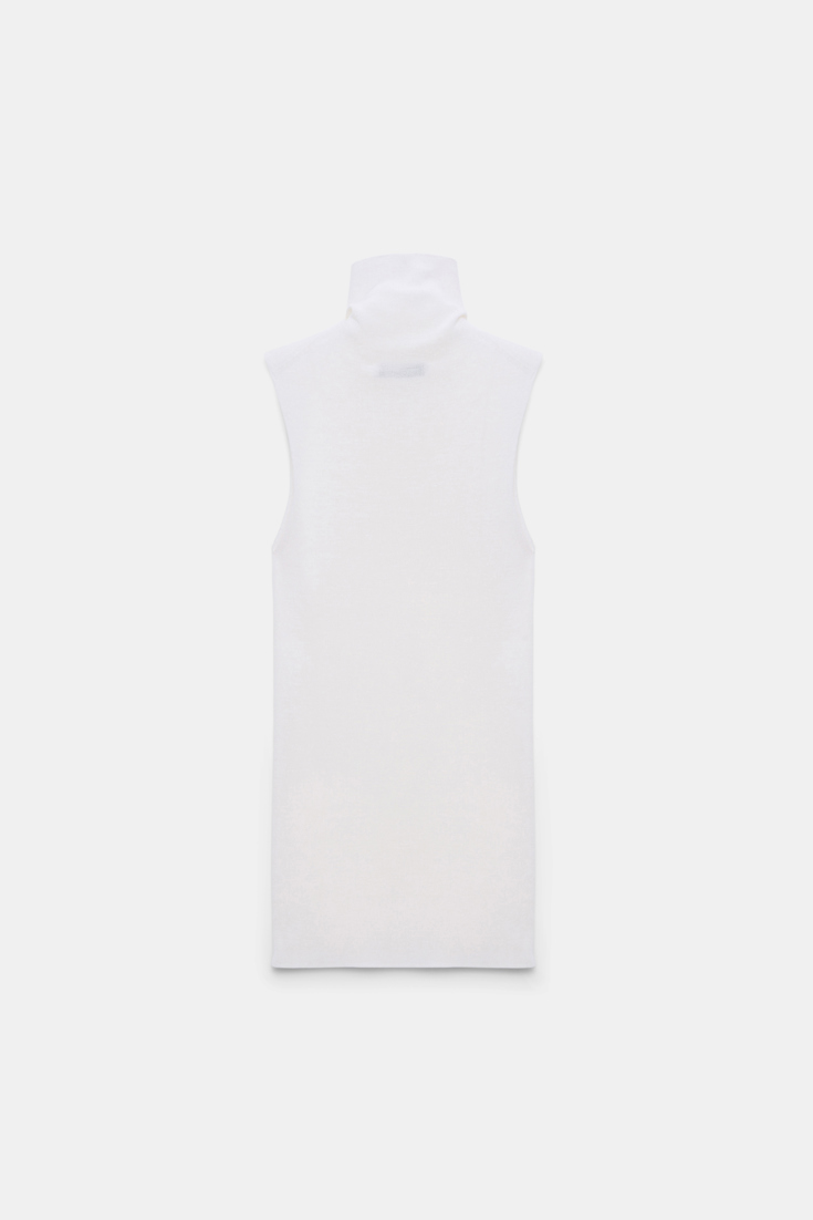 Dorothee Schumacher Sleeveless long Merino turtleneck pure white