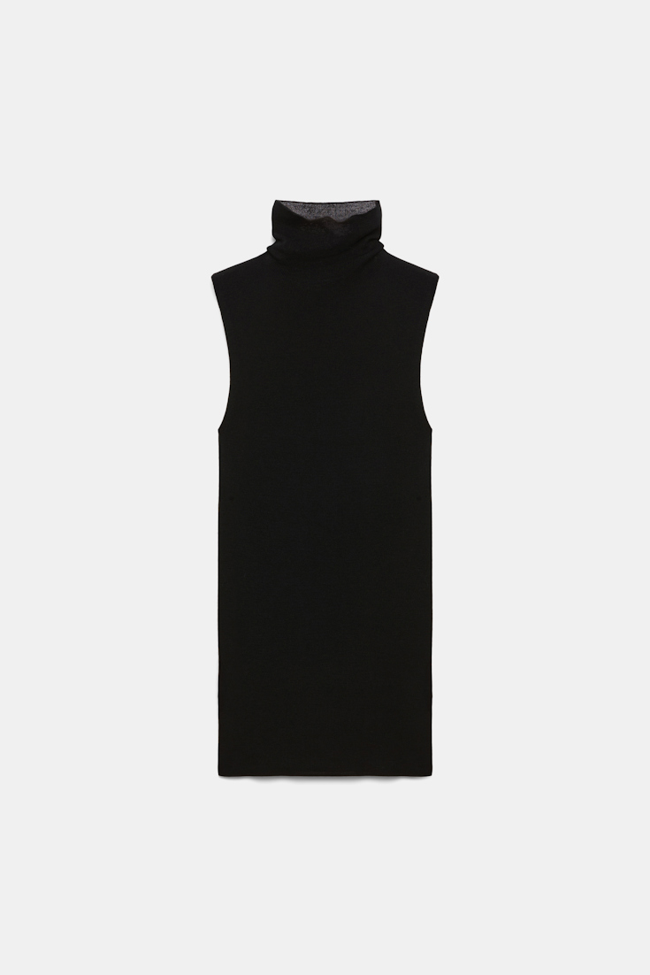 Dorothee Schumacher Sleeveless long Merino turtleneck pure black