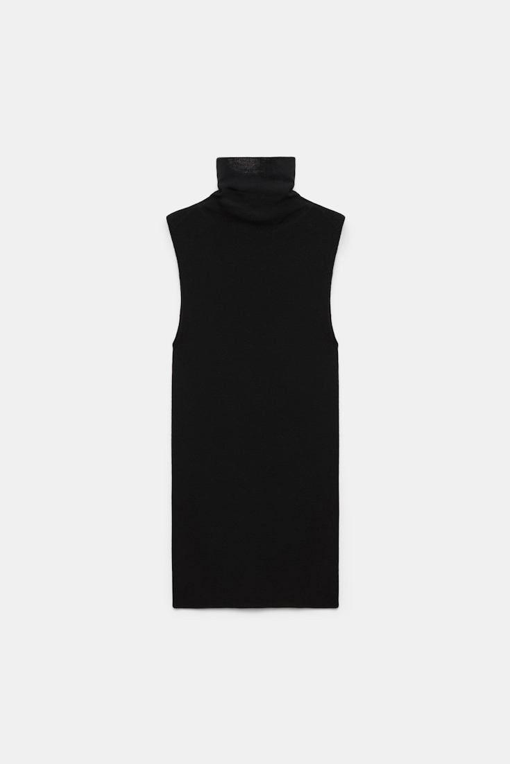 Dorothee Schumacher Sleeveless long Merino turtleneck pure black