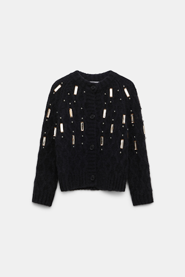 Dorothee Schumacher Von Hand bestickter Cardigan pure black