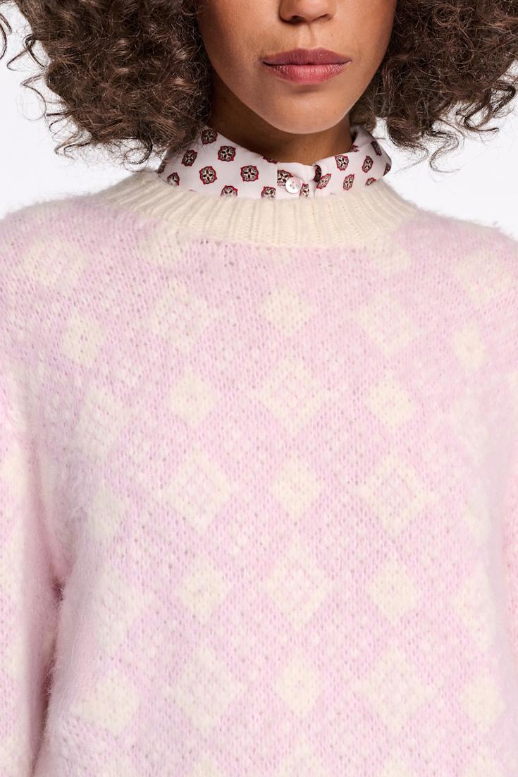 Dorothee Schumacher Jacquard knit pullover rose diamant