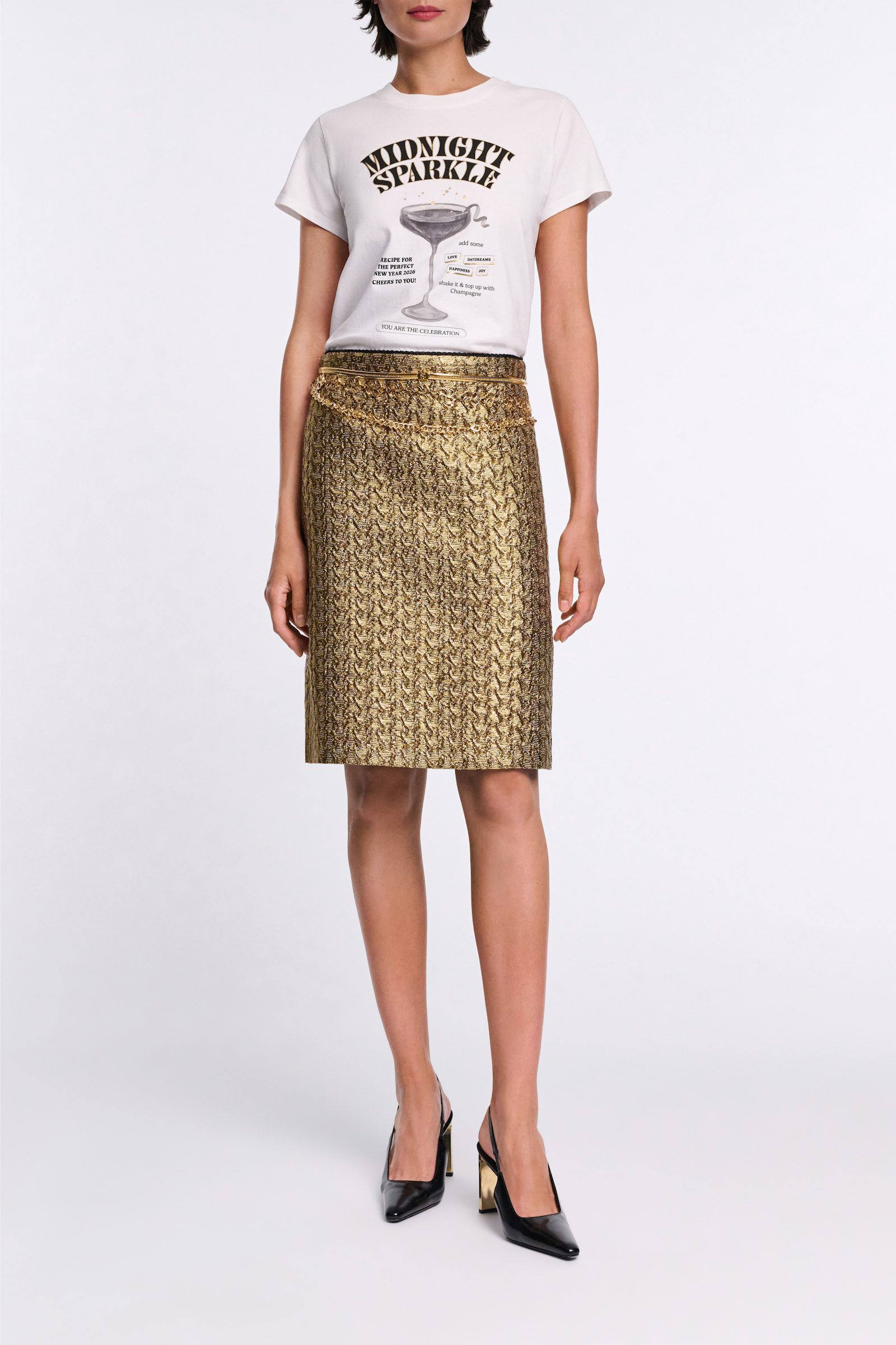 Dorothee Schumacher Rundhalsshirt mit "MIDNIGHT SPARKLE"-Print print blk/gold