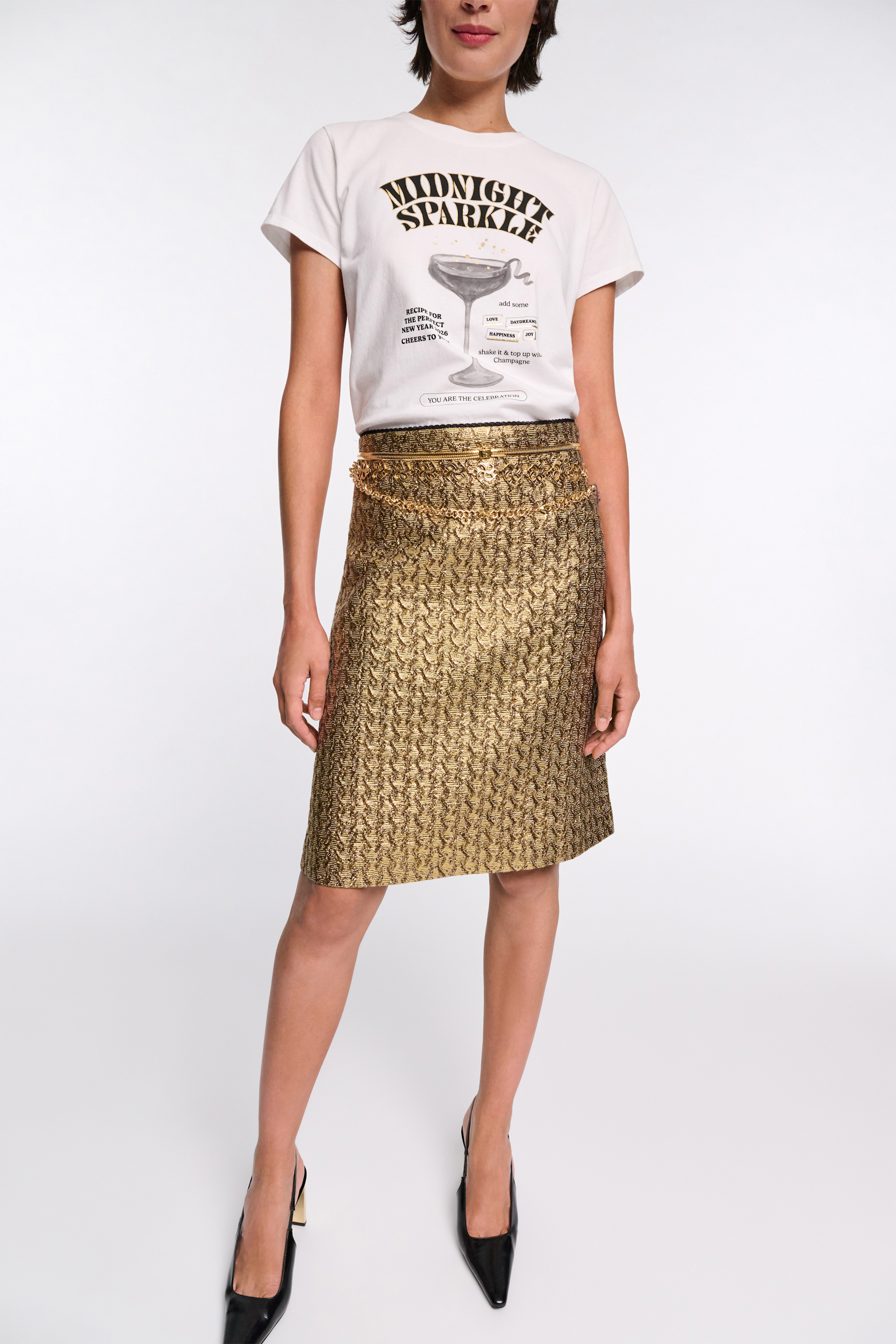 Dorothee Schumacher Rundhalsshirt mit "MIDNIGHT SPARKLE"-Print print blk/gold