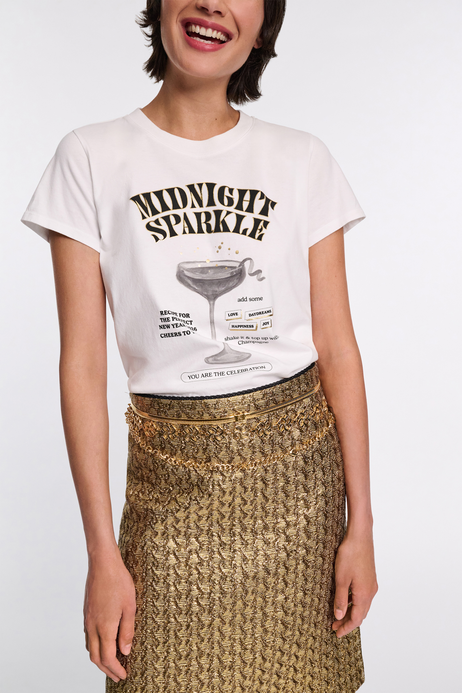 Dorothee Schumacher Rundhalsshirt mit "MIDNIGHT SPARKLE"-Print print blk/gold