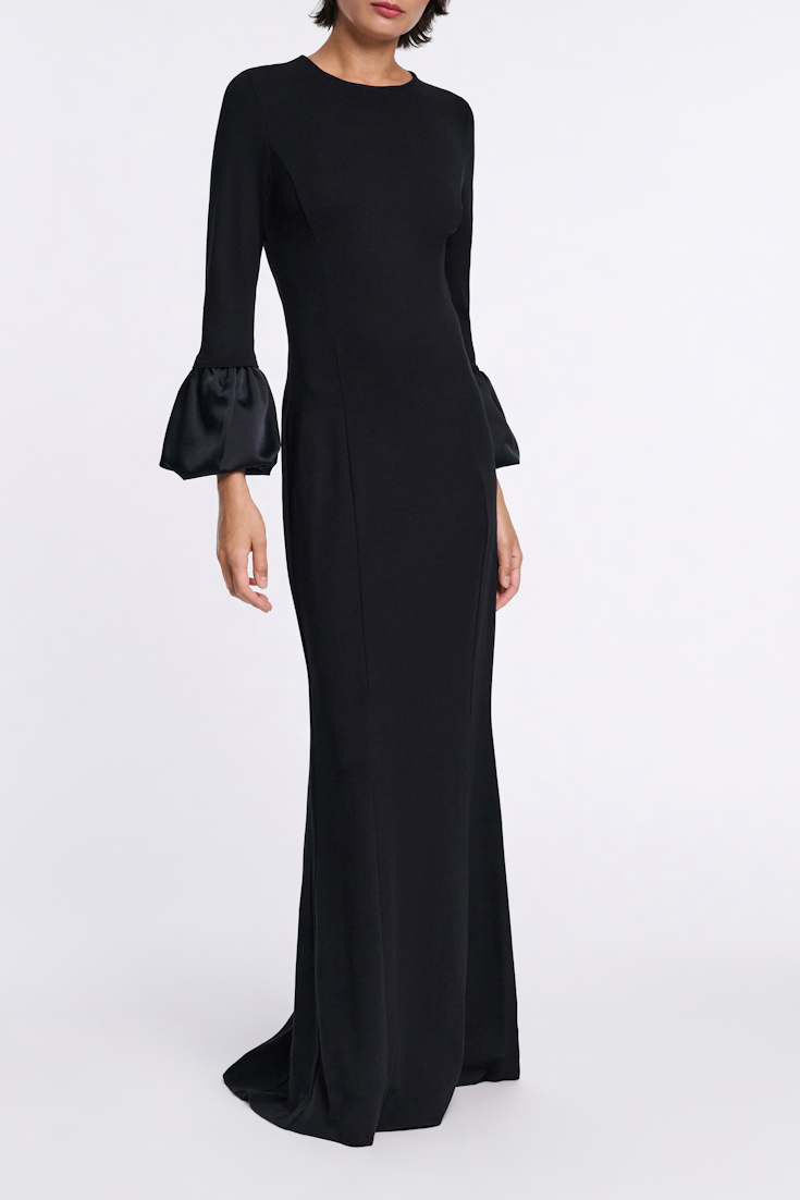 Dorothee Schumacher Jersey midi dress with satin cuffs pure black