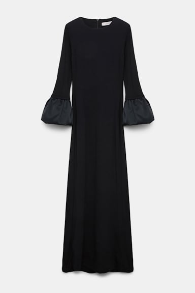 Dorothee Schumacher Jersey midi dress with satin cuffs pure black