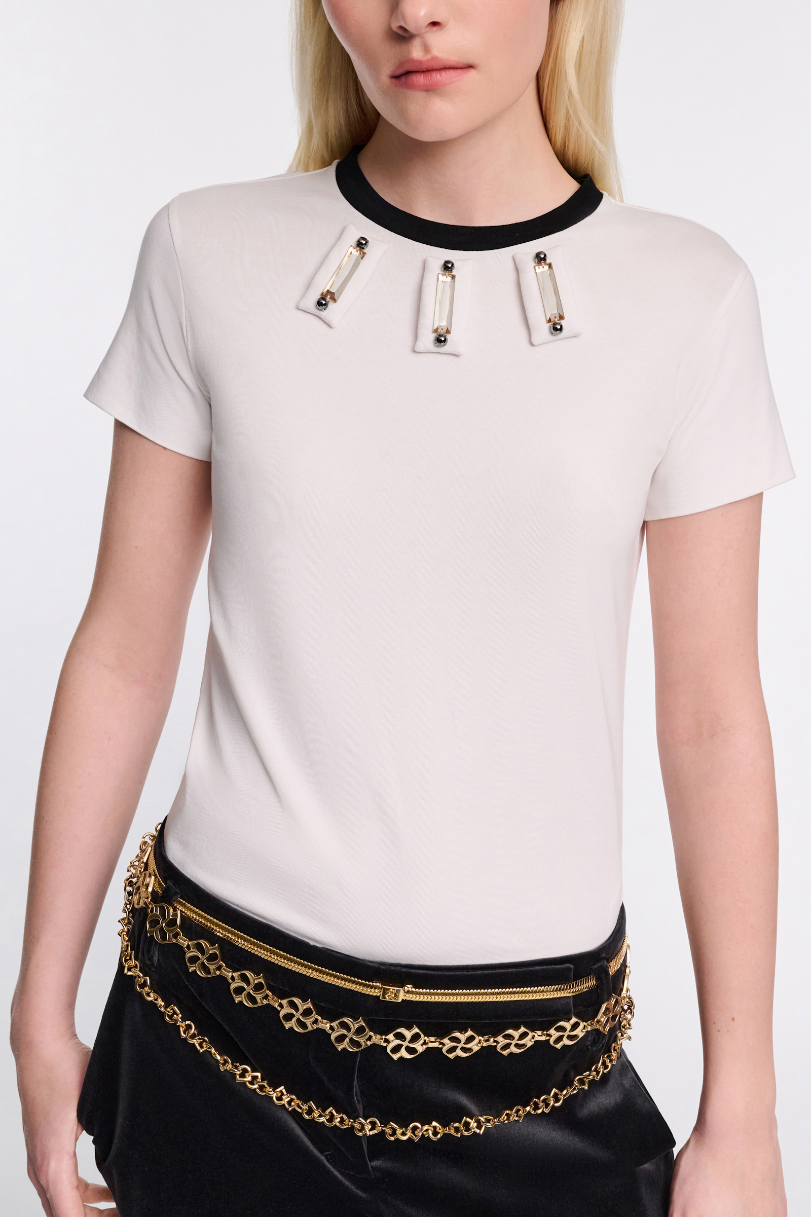 Dorothee Schumacher Von Hand besticktes T-Shirt camellia white