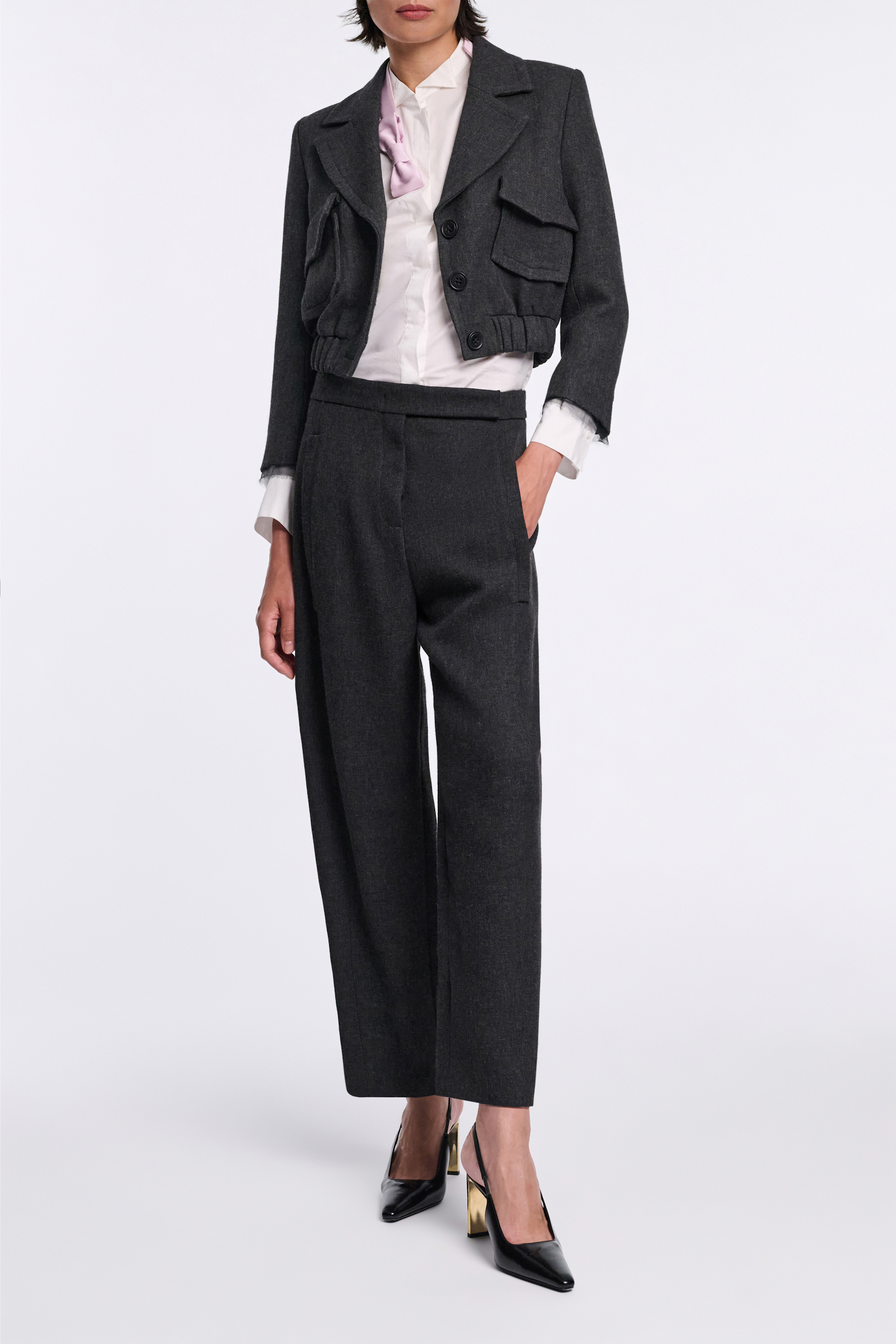 Dorothee Schumacher Cropped Blousonjacke charcoal melange