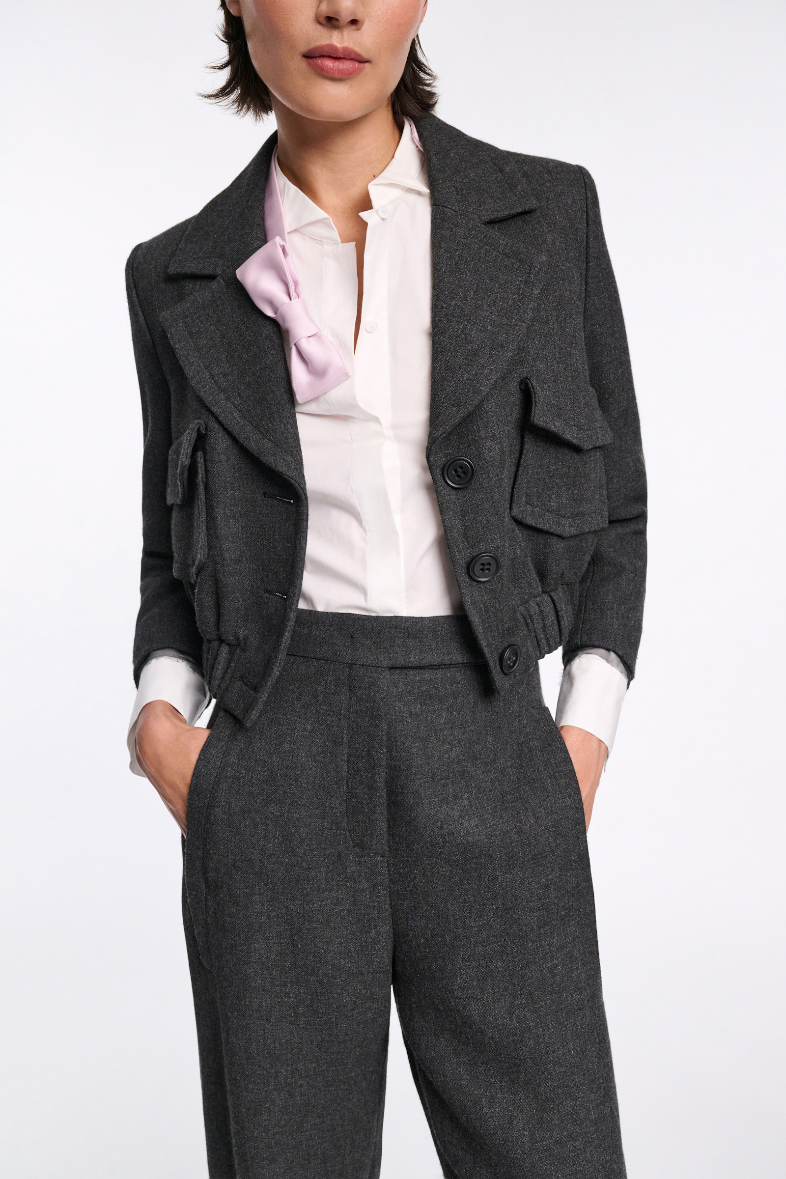 Dorothee Schumacher Cropped Blousonjacke charcoal melange