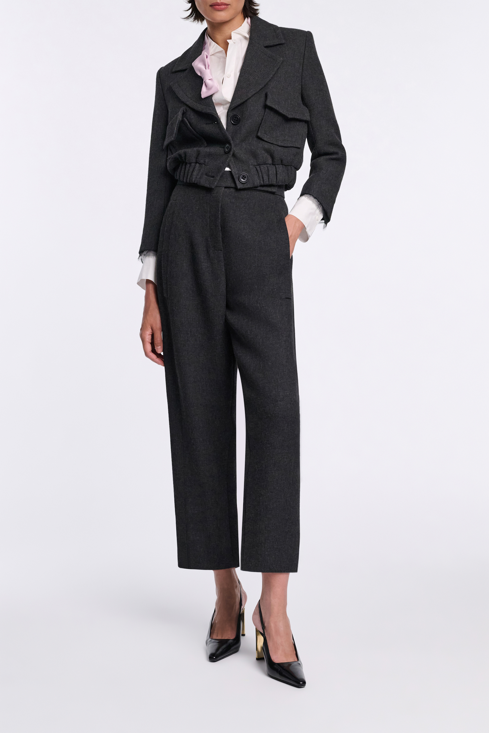 Dorothee Schumacher Cropped Blousonjacke charcoal melange