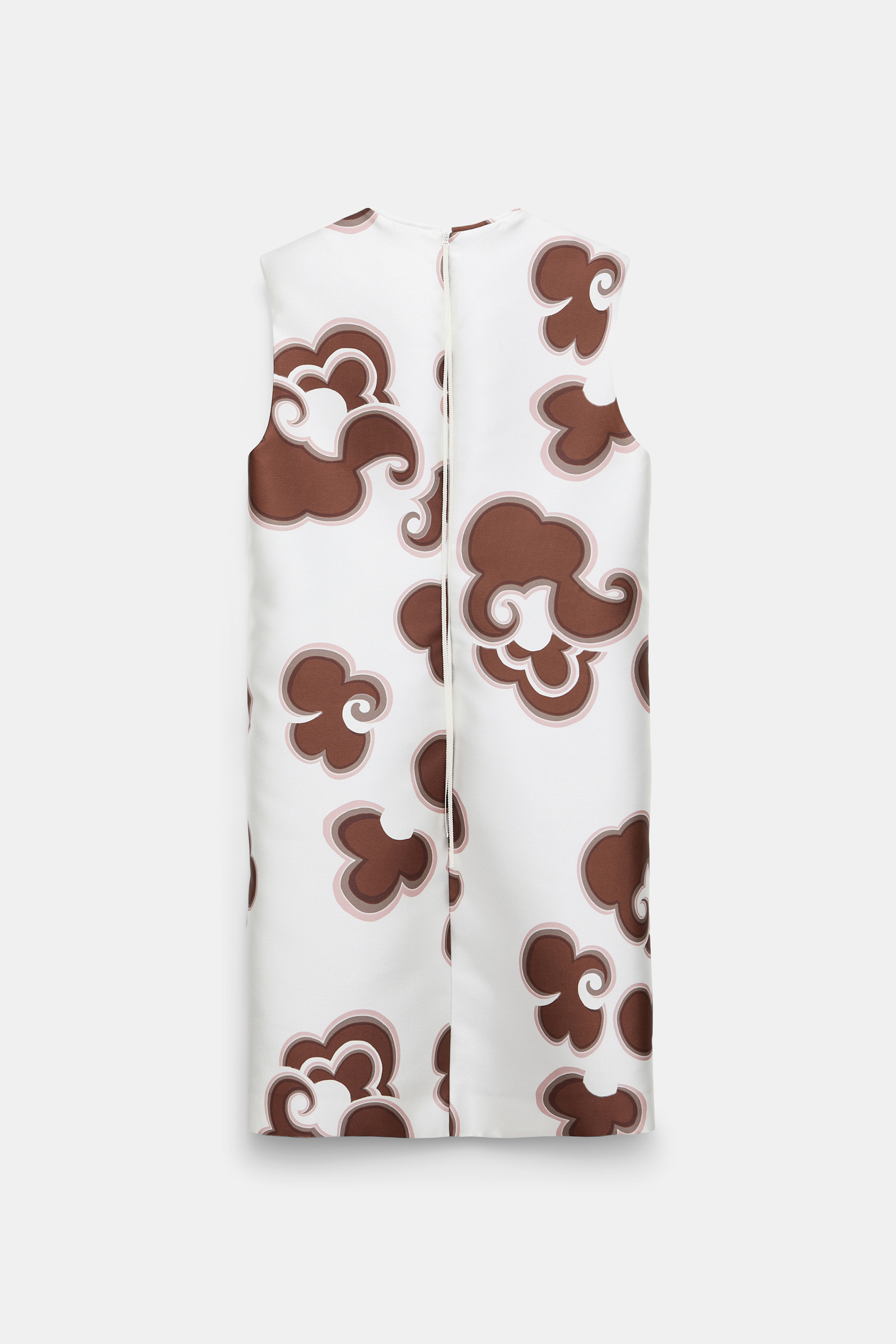 Dorothee Schumacher Embellished shift dress in printed duchesse twill offwhite chocolate