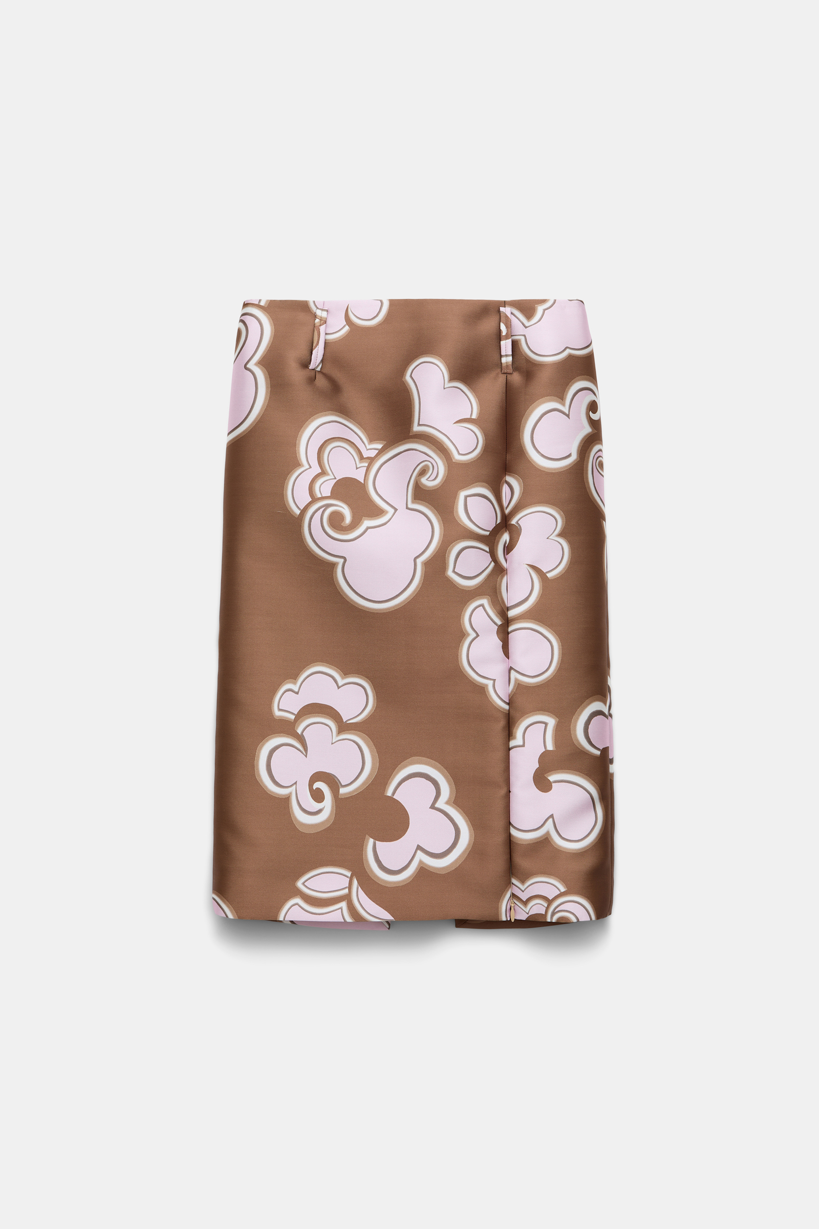 Dorothee Schumacher Pencilskirt mit Schlitz aus bedrucktem Duchesse-Twill caramello rose