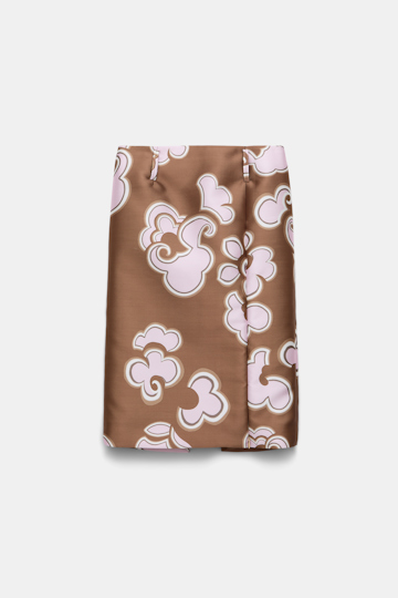Dorothee Schumacher Pencil skirt in printed duchesse twill caramello rose