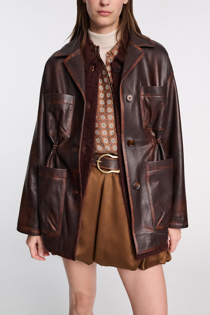 Dorothee Schumacher Vintage look leather jacket choco black