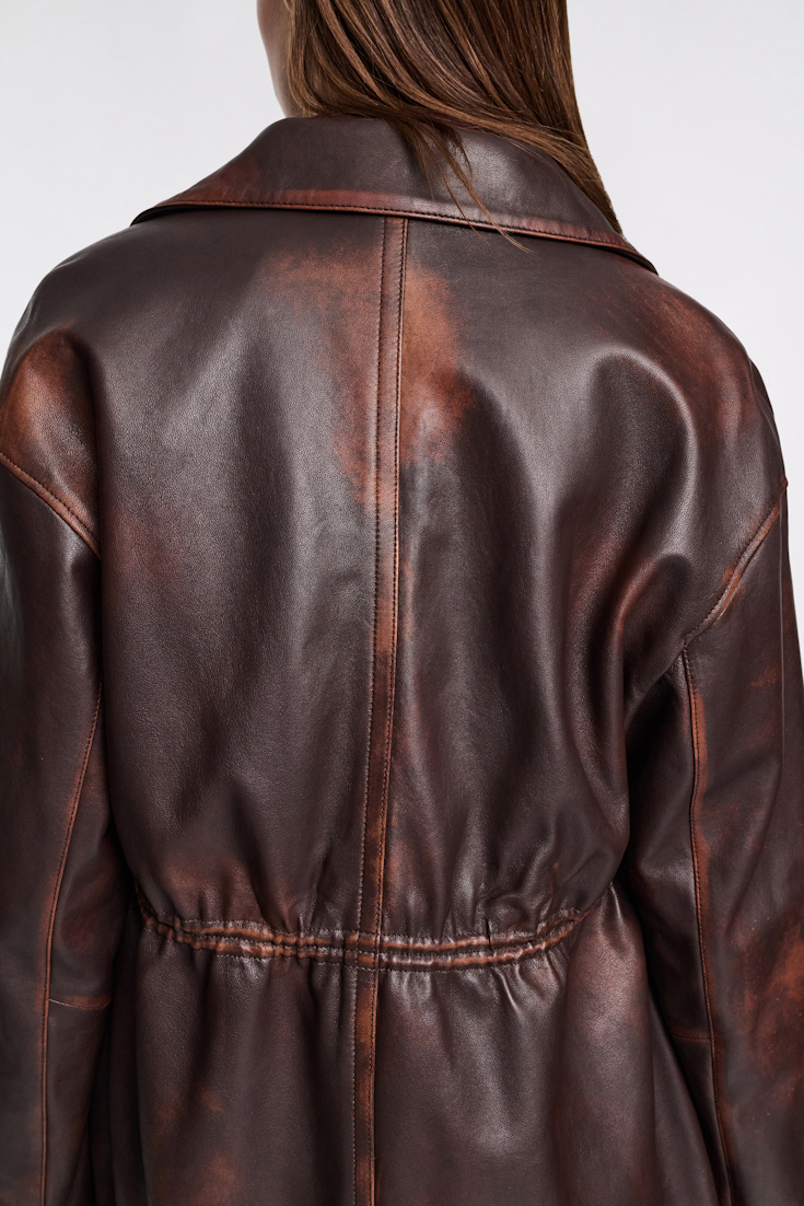 Dorothee Schumacher Vintage look leather jacket choco black
