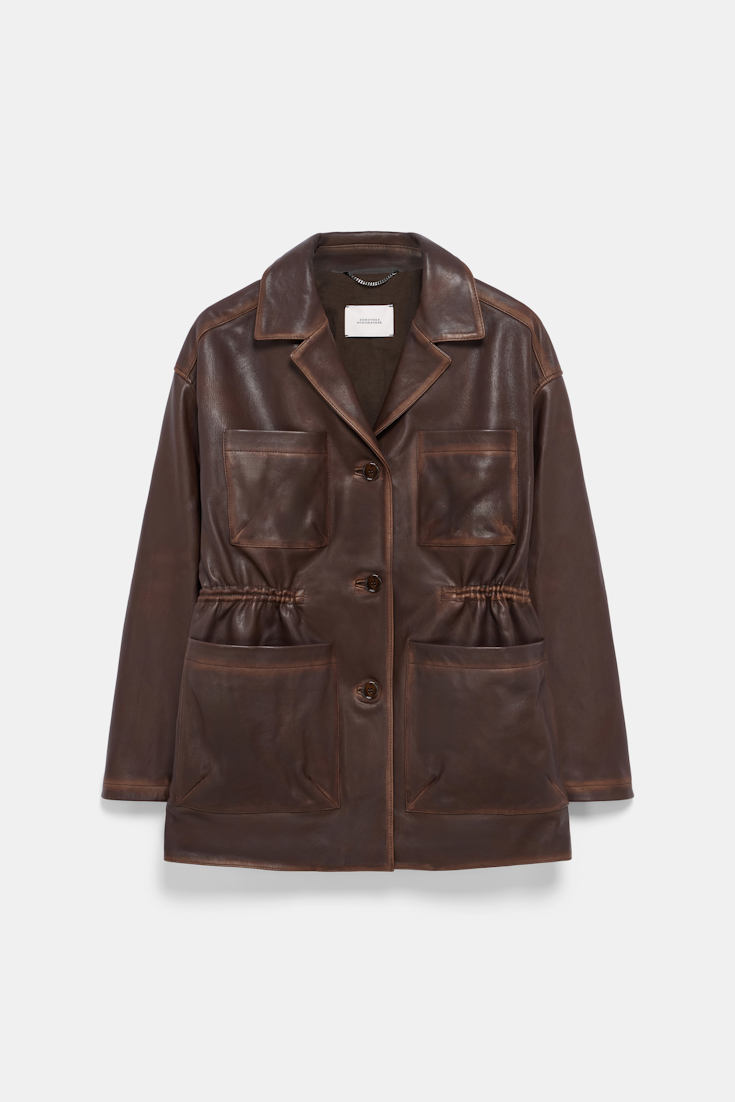 Dorothee Schumacher Vintage look leather jacket choco black