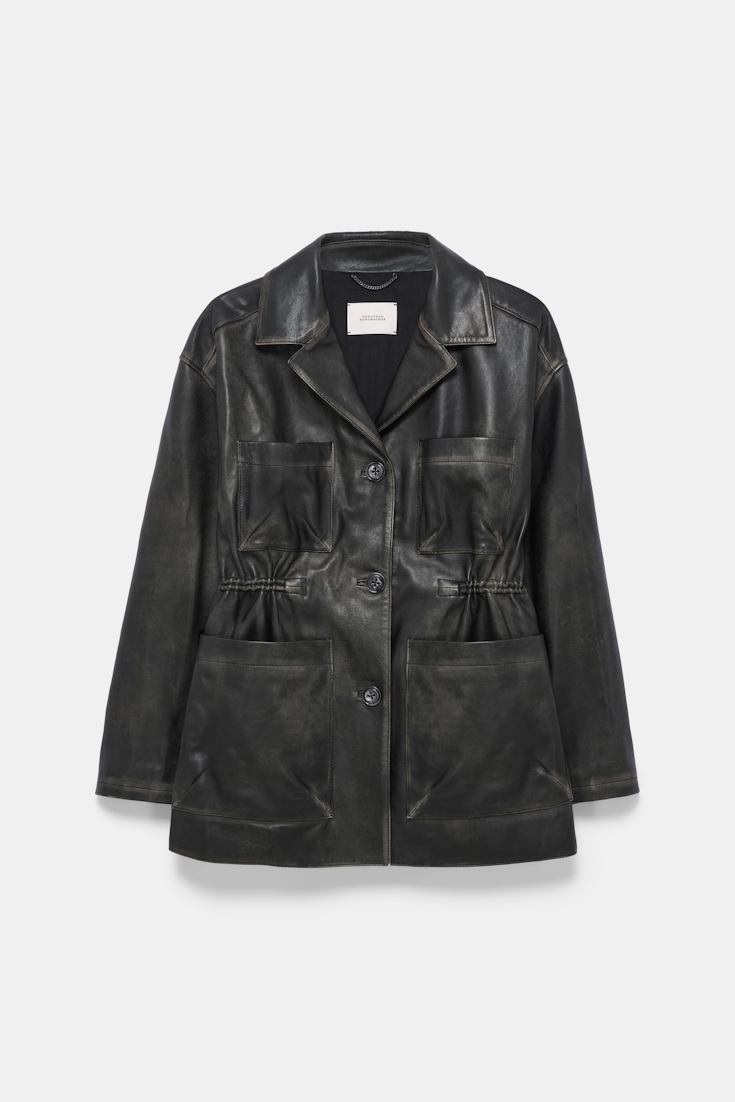 Dorothee Schumacher Vintage look leather jacket pure black