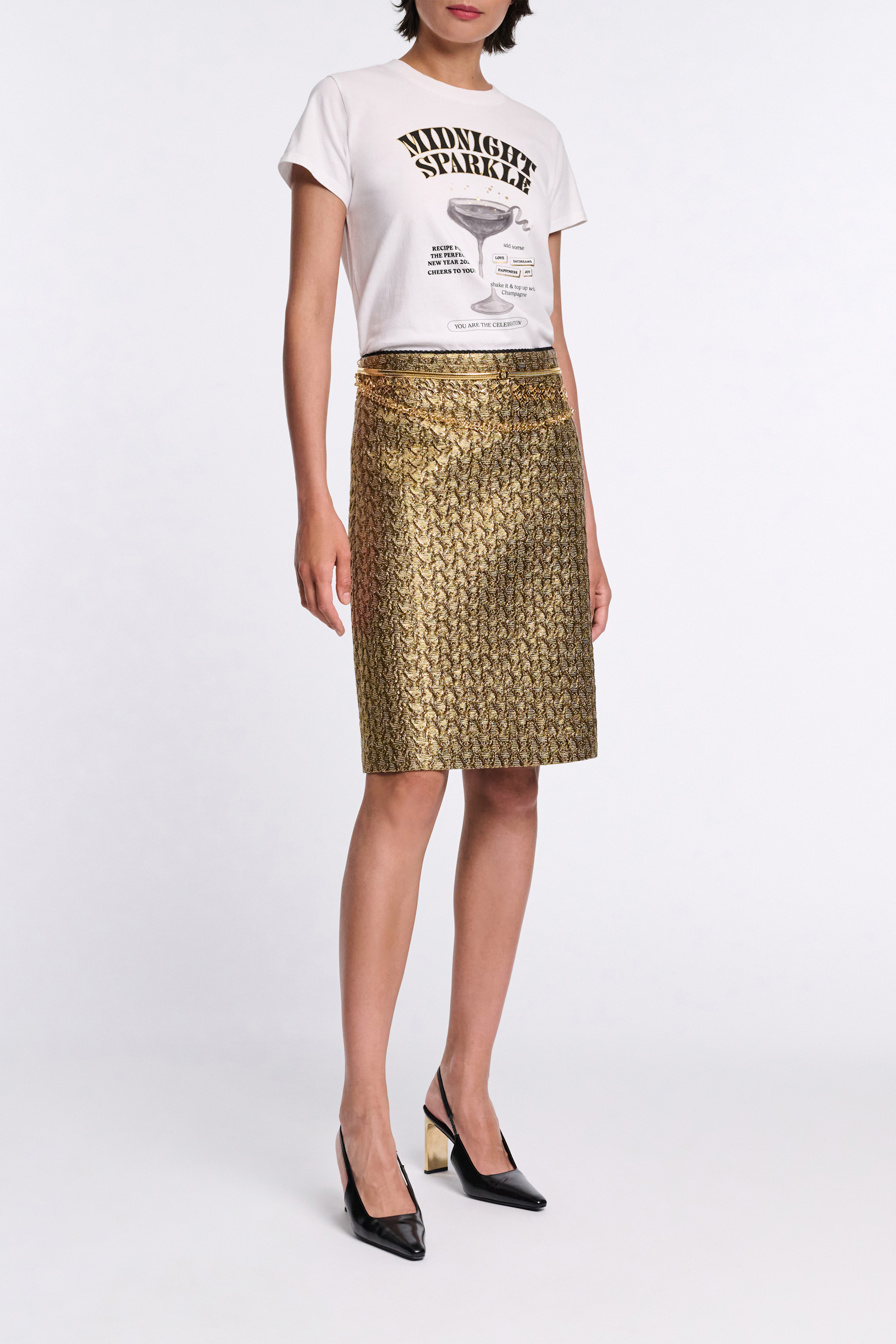 Dorothee Schumacher Golden Lurex mini-skirt gold