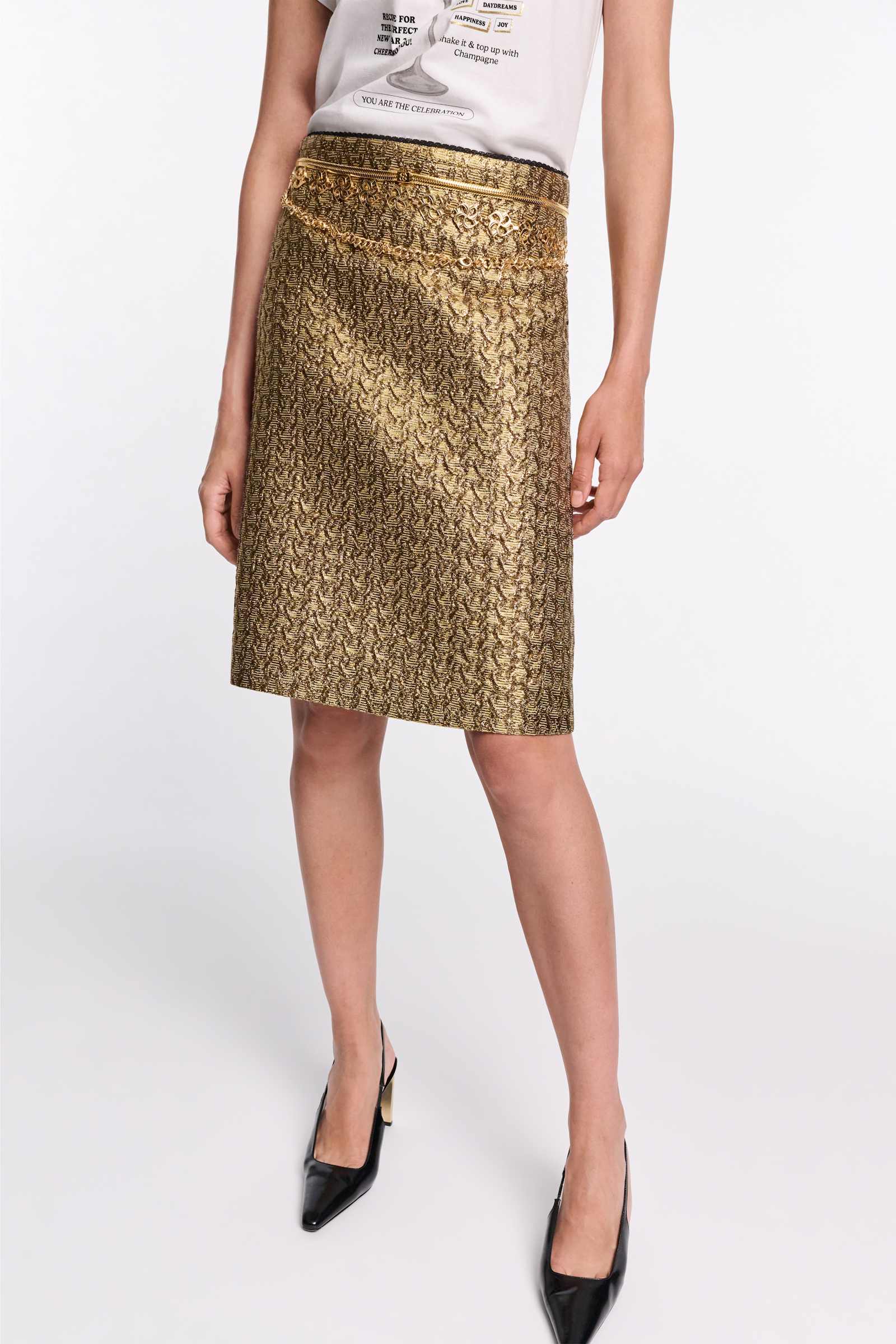Dorothee Schumacher Golden Lurex mini-skirt gold