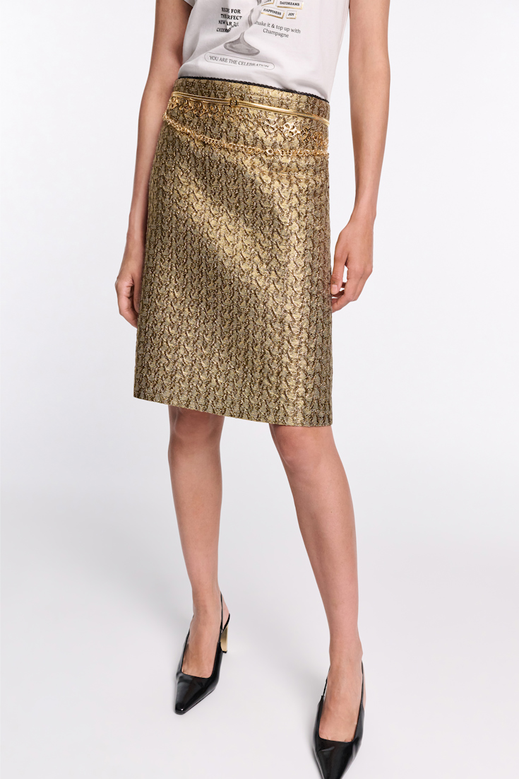 Dorothee Schumacher Golden Lurex mini-skirt gold