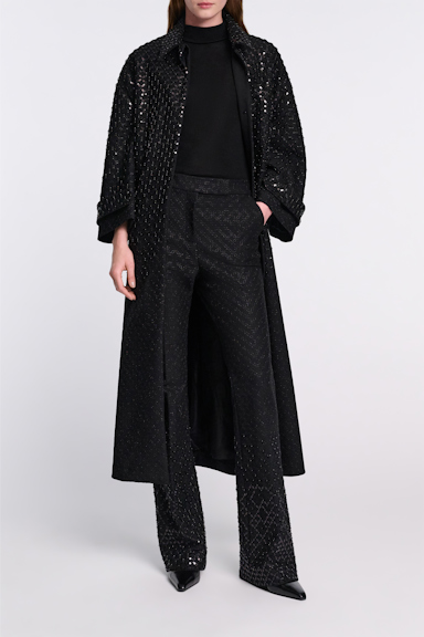 Dorothee Schumacher Sequin embellished coat in Punto Milano pure black