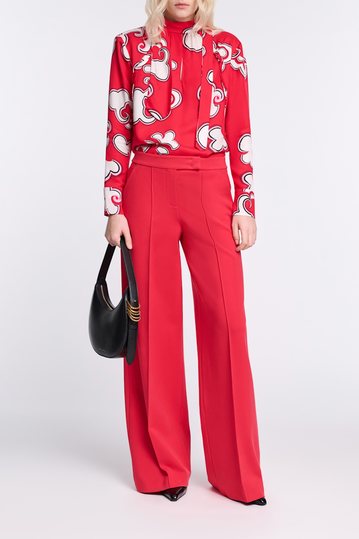 Dorothee Schumacher Wide leg pants in Punto Milano lipstick red