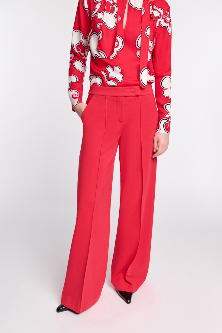 Dorothee Schumacher Wide leg pants in Punto Milano lipstick red