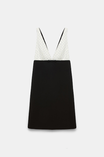 Dorothee Schumacher Besticktes Kleid aus Punto Milano black-offwhite