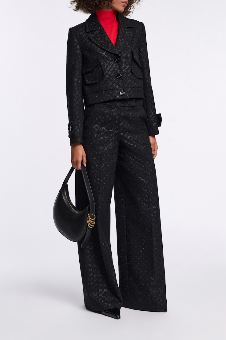 Dorothee Schumacher Einreihiger Blouson aus besticktem Punto Milano pure black