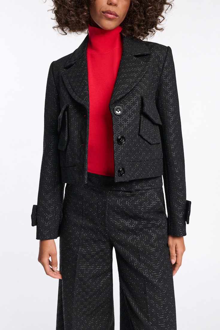 Dorothee Schumacher Einreihiger Blouson aus besticktem Punto Milano pure black