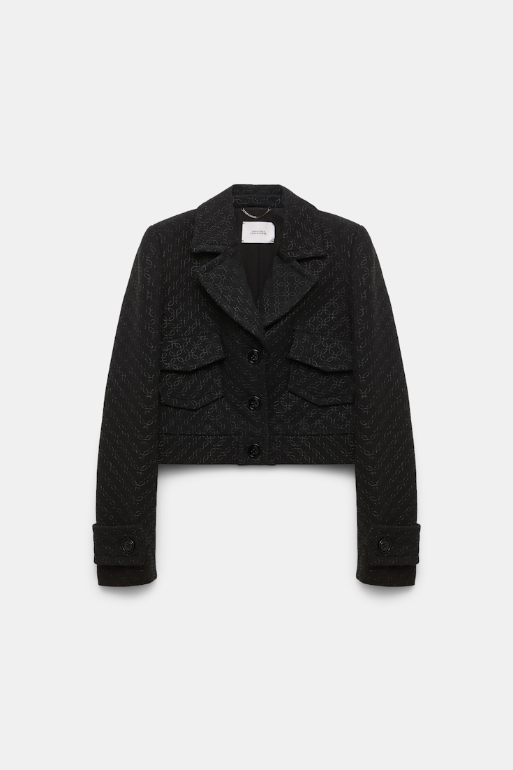 Dorothee Schumacher Einreihiger Blouson aus besticktem Punto Milano pure black