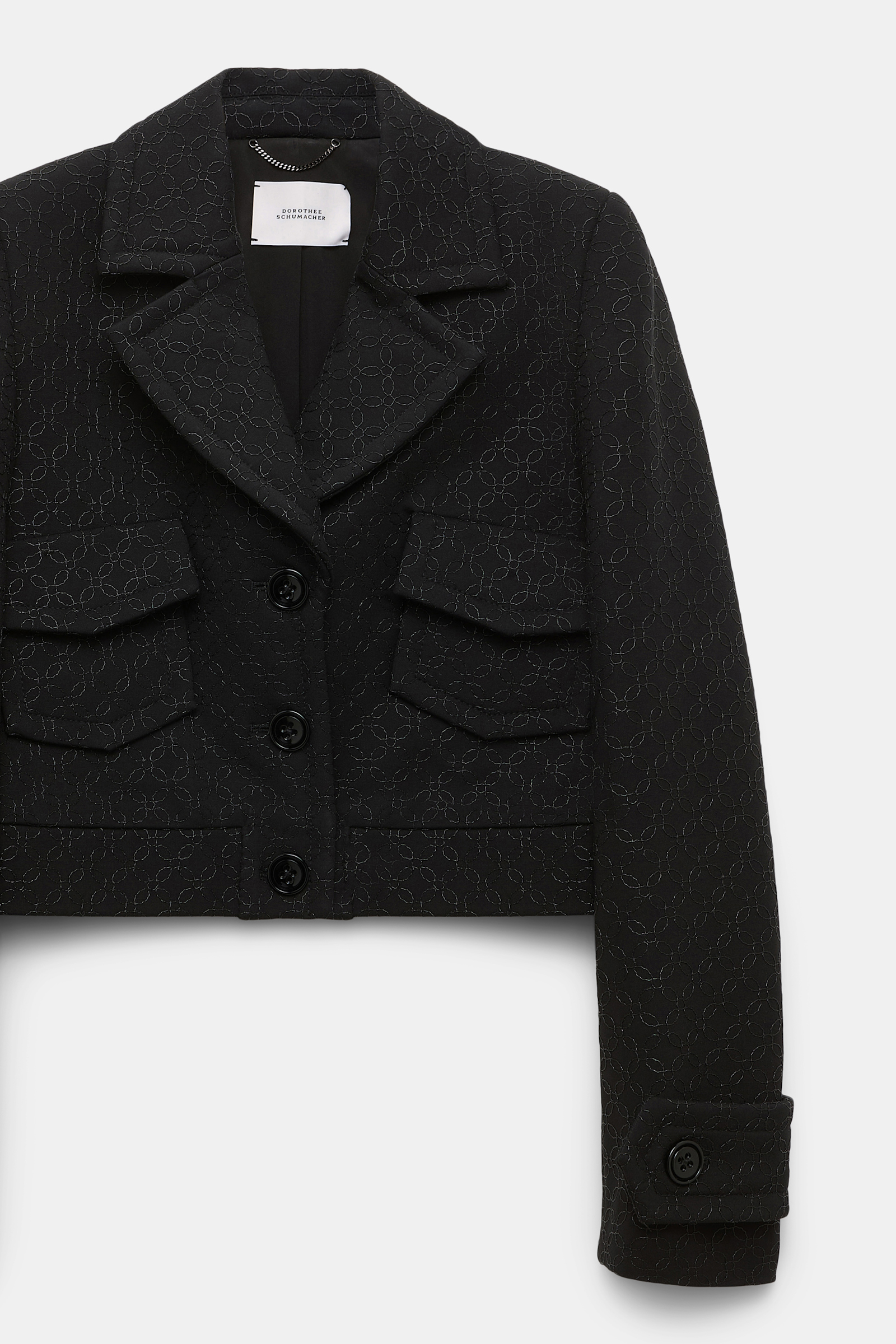 Dorothee Schumacher Einreihiger Blouson aus besticktem Punto Milano pure black