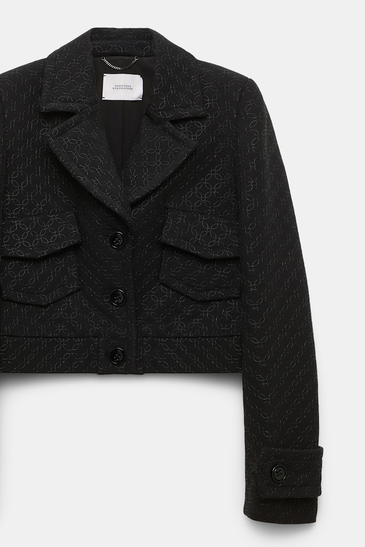 Dorothee Schumacher Einreihiger Blouson aus besticktem Punto Milano pure black