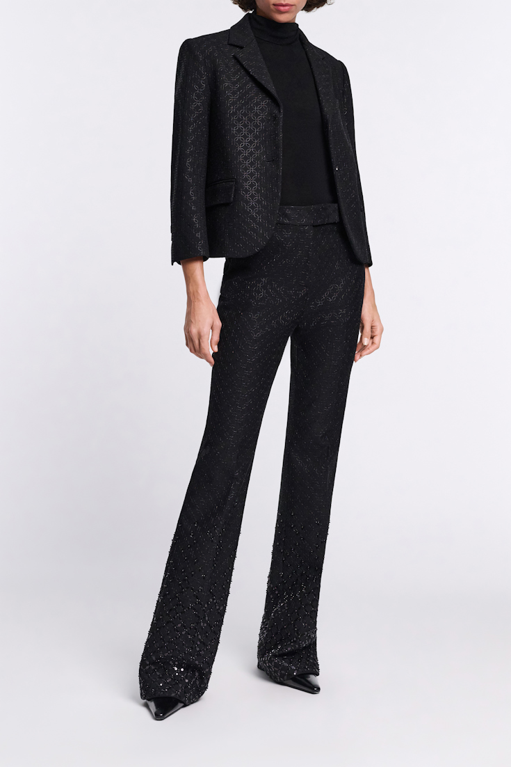 Dorothee Schumacher Mini-Blazer aus besticktem Punto Milano pure black