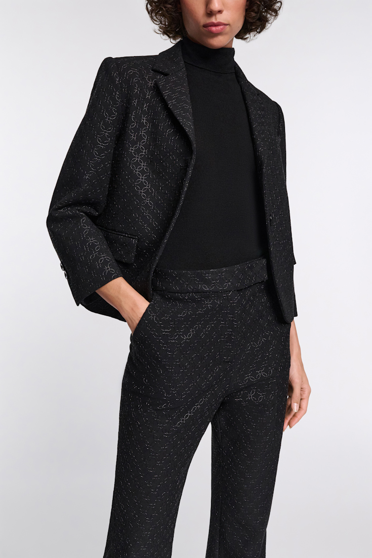 Dorothee Schumacher Mini-Blazer aus besticktem Punto Milano pure black