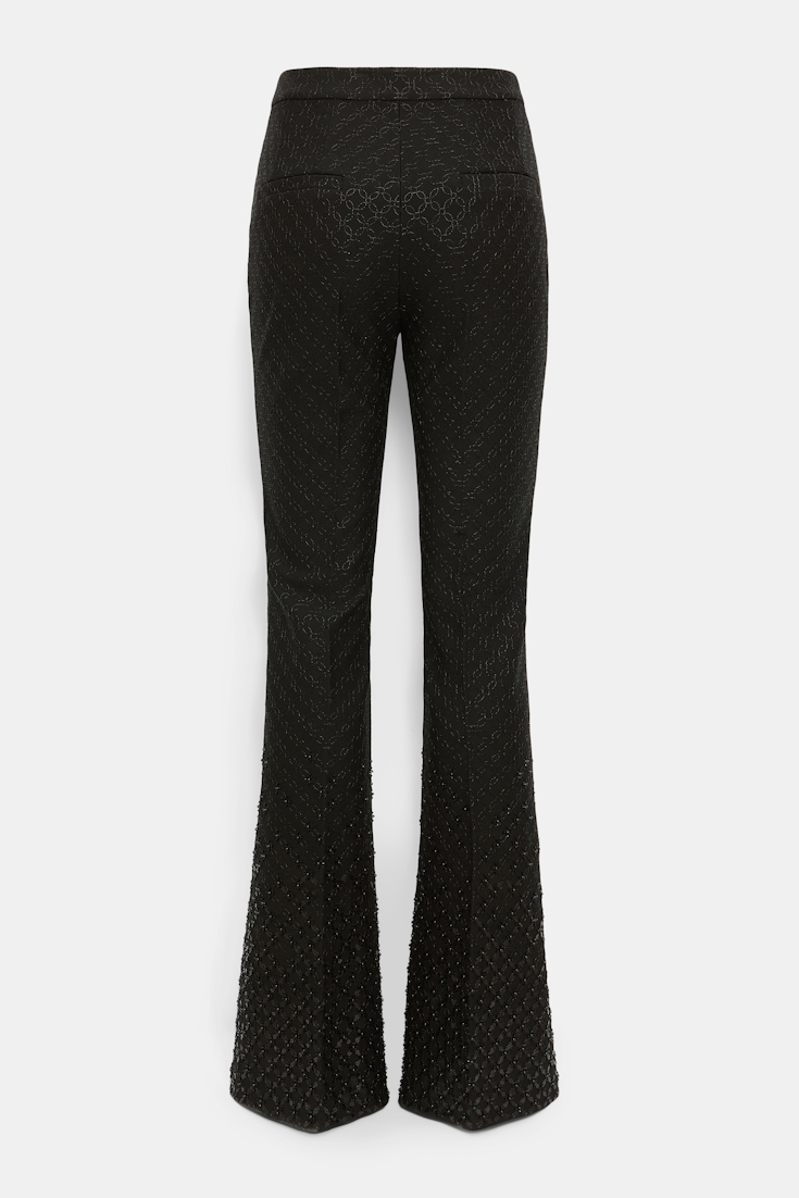 Dorothee Schumacher Hose mit ausgestelltem Bein und Pailletten im Dégradée Verlauf aus Punto Milano pure black