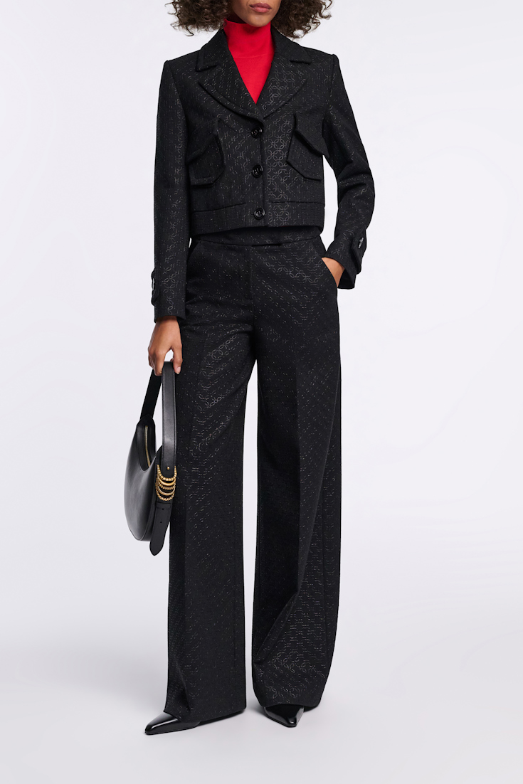 Dorothee Schumacher Embroidered wide leg pants in Punto Milano pure black