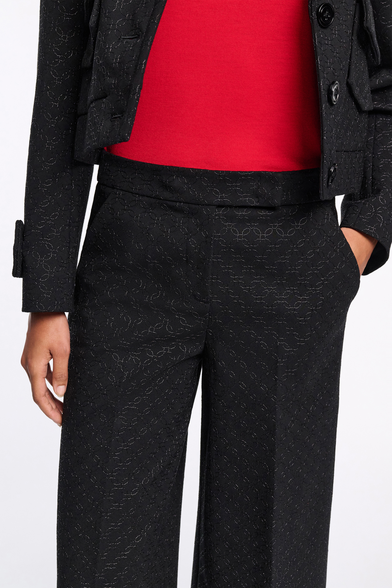 Dorothee Schumacher Embroidered wide leg pants in Punto Milano pure black