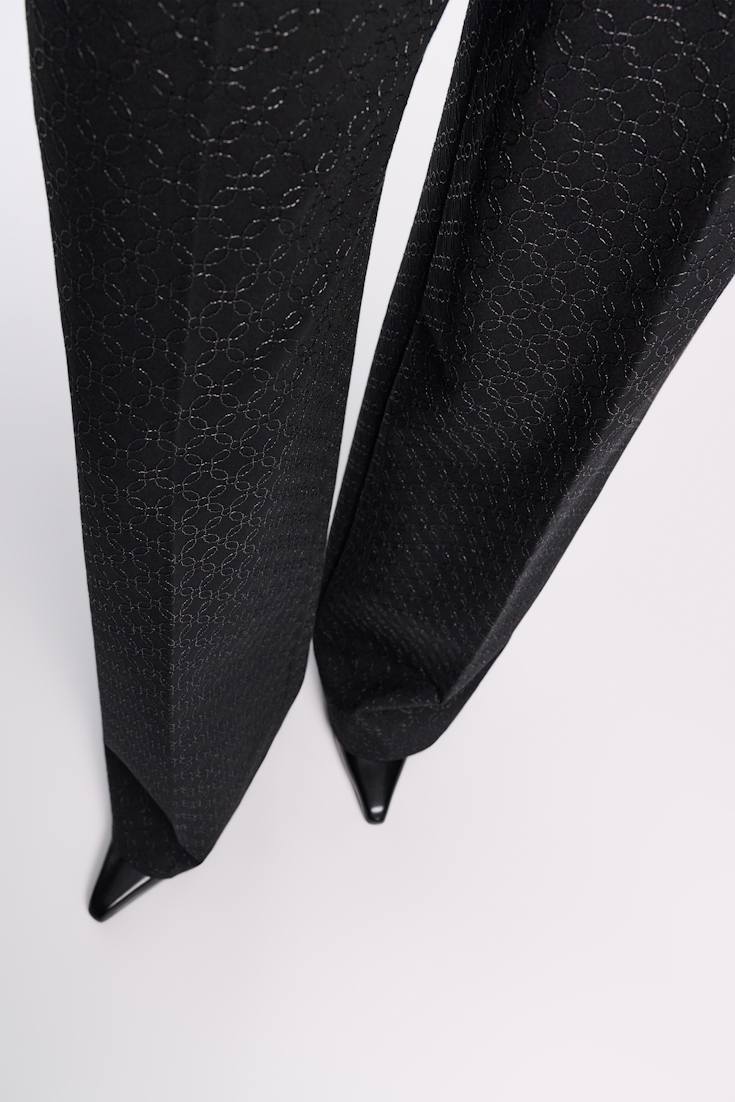 Dorothee Schumacher Embroidered wide leg pants in Punto Milano pure black