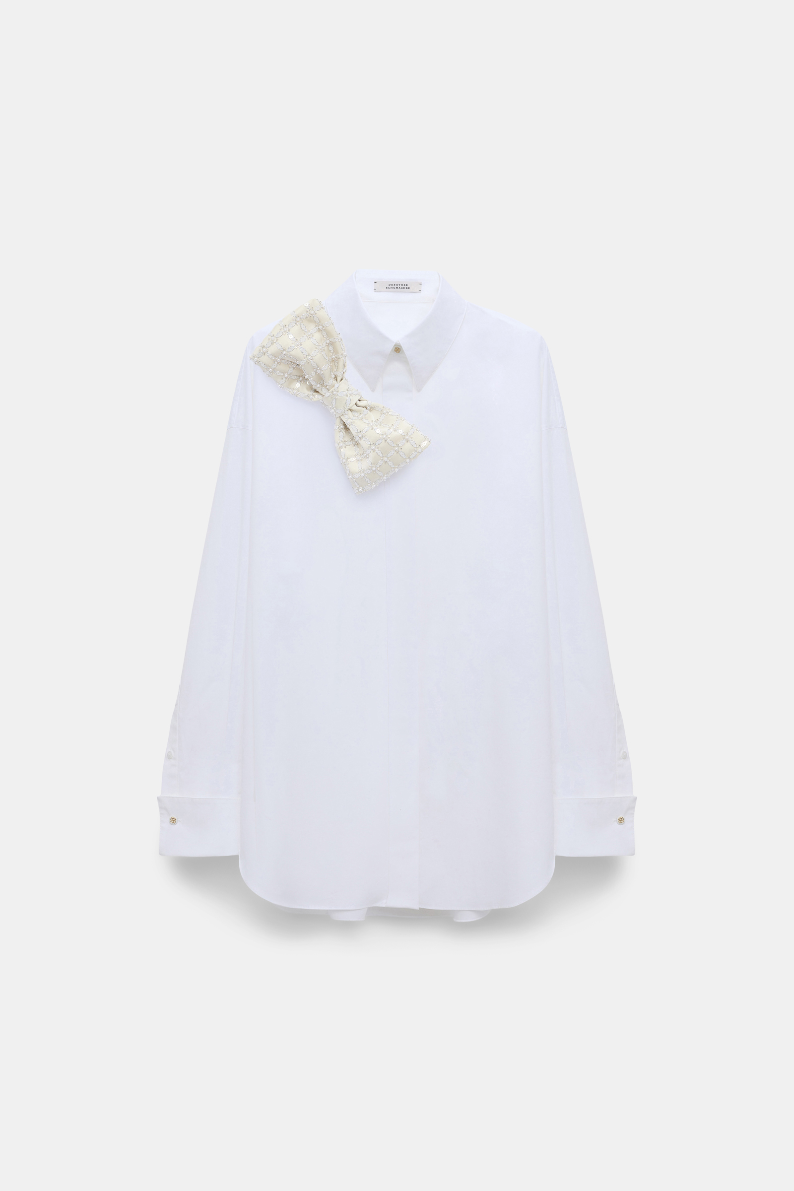 Dorothee Schumacher Poplin shirt with XL sequin bow white pearl