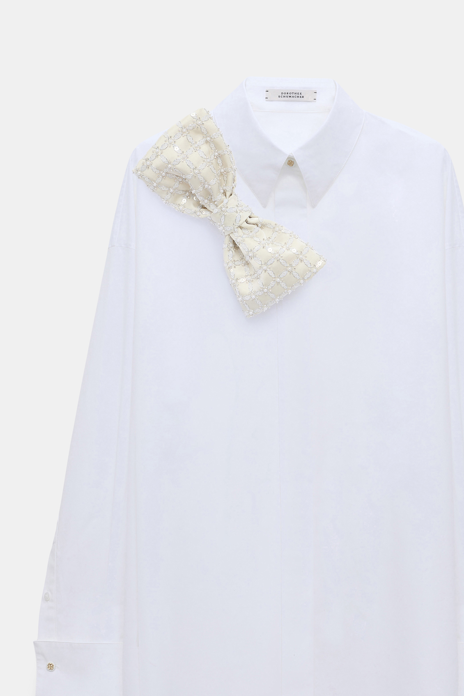 Dorothee Schumacher Poplin shirt with XL sequin bow white pearl