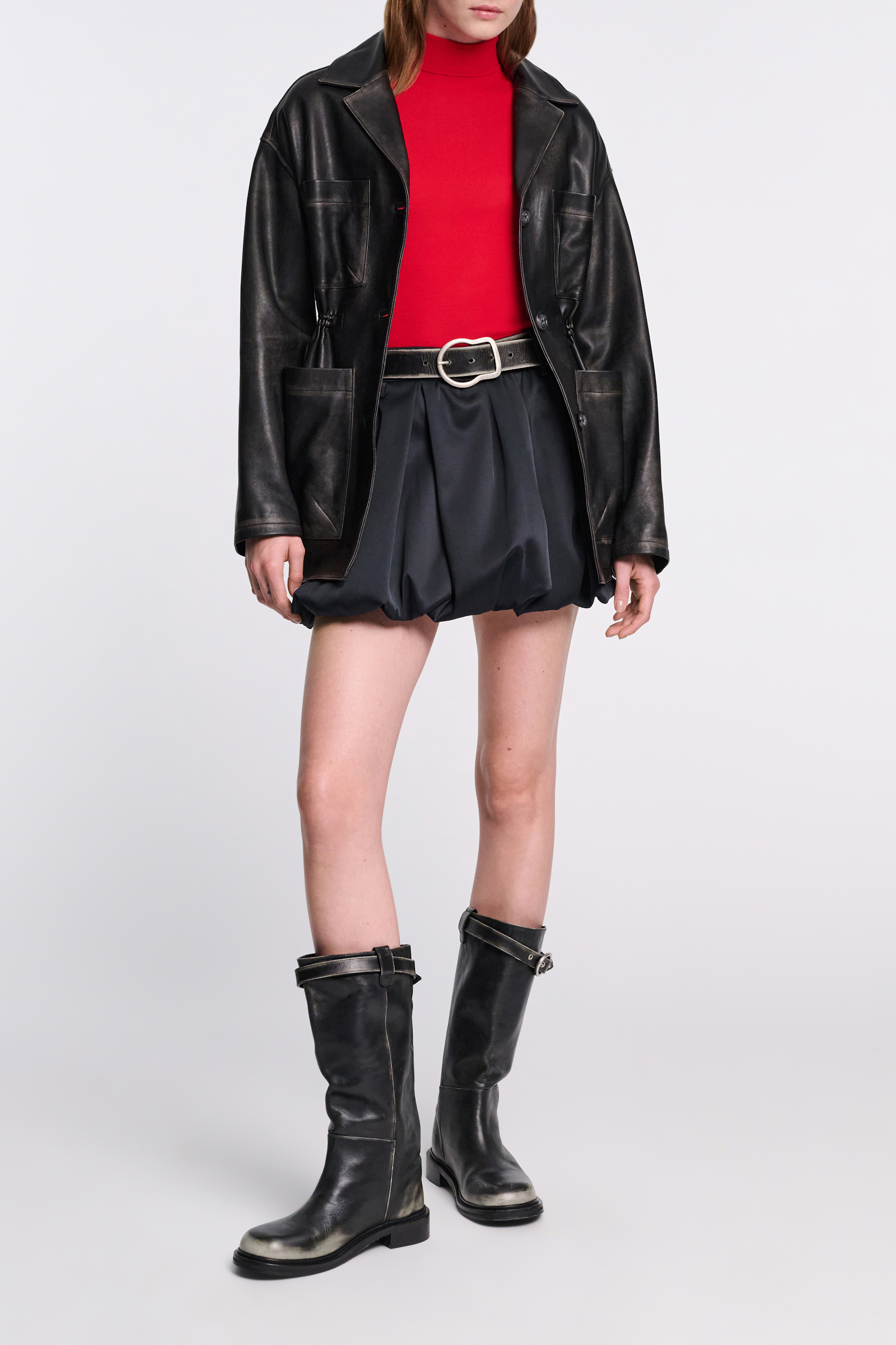 Dorothee Schumacher Mini balloon skirt in Duchesse graphite